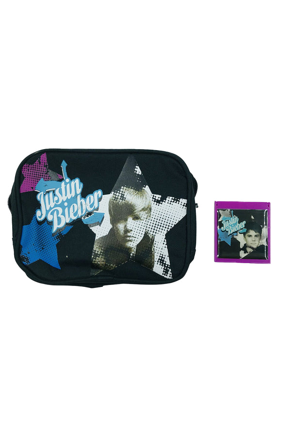 Justin Bieber Cosmetic Case Black With Zip And Compact Mirror Girls/Bo
