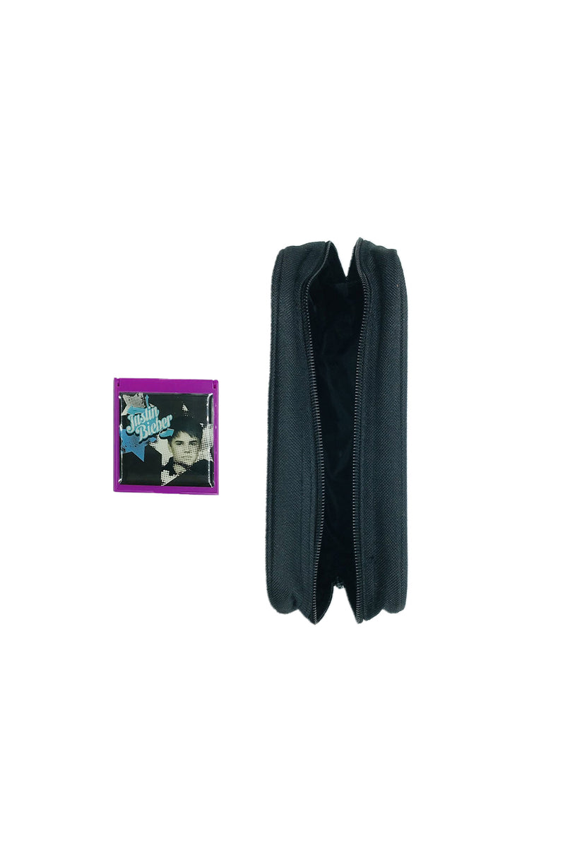 Justin Bieber Cosmetic Case Black With Zip And Compact Mirror Girls/Boys Gift Set