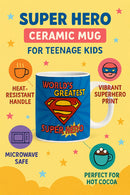 DC Comic Superman Mug – World's Greatest Superhero Gift- Microwave-Safe