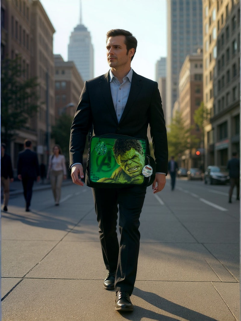 Marvel Avengers Hulk Shoulder Bag for Kids –Green Messenger Bag- Adjustable Shoulder Strap