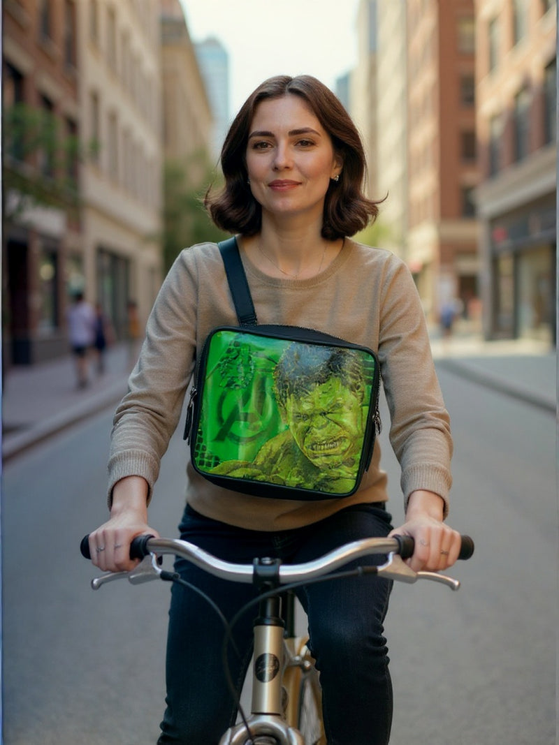 Marvel Avengers Hulk Shoulder Bag for Kids –Green Messenger Bag- Adjustable Shoulder Strap