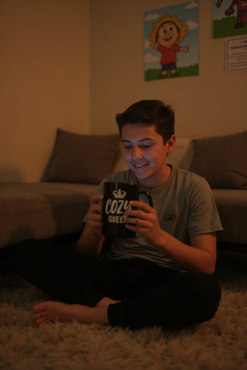 Cozy Queen Black Ceramic Coffee Mug for Women