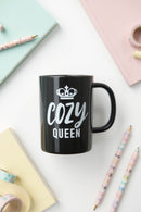 Cozy Queen Black Ceramic Coffee Mug for Women