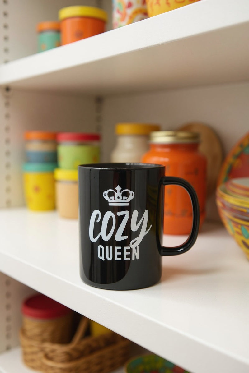 Cozy Queen Black Ceramic Coffee Mug for Women