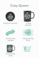 Cozy Queen Black Ceramic Coffee Mug for Women