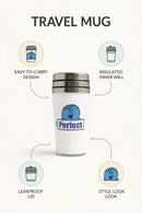Mr. Perfect Insulated Travel Mug – Stainless-Steel Spill & Leakproof Cup—Reusable Eco-frendly Gft