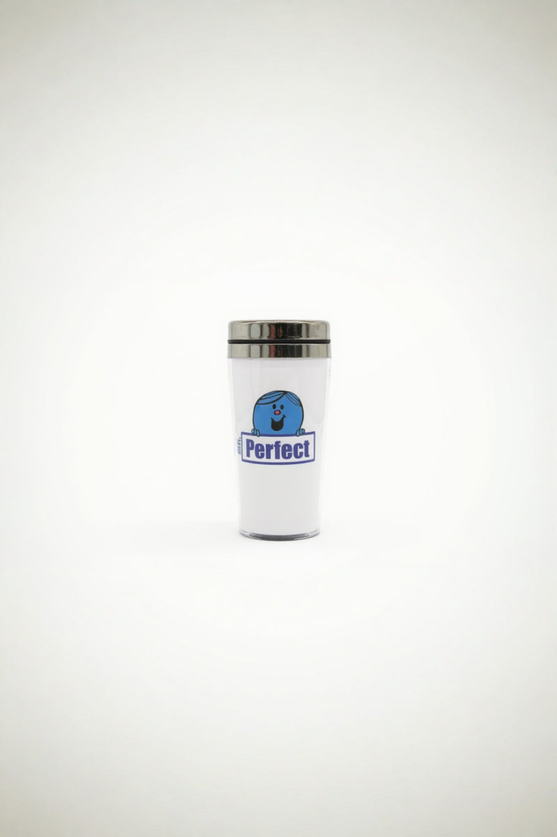 Mr. Perfect Insulated Travel Mug – Stainless-Steel Spill & Leakproof Cup—Reusable Eco-frendly Gft