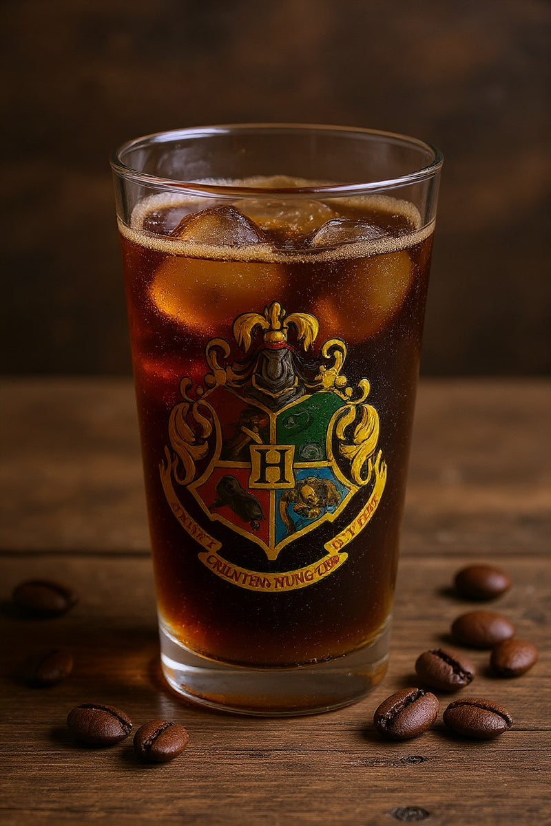 Harry Potter Hogwarts Clear Glass–Crest with Latin Motto & Black Rim Accent | Limited Edition Gift