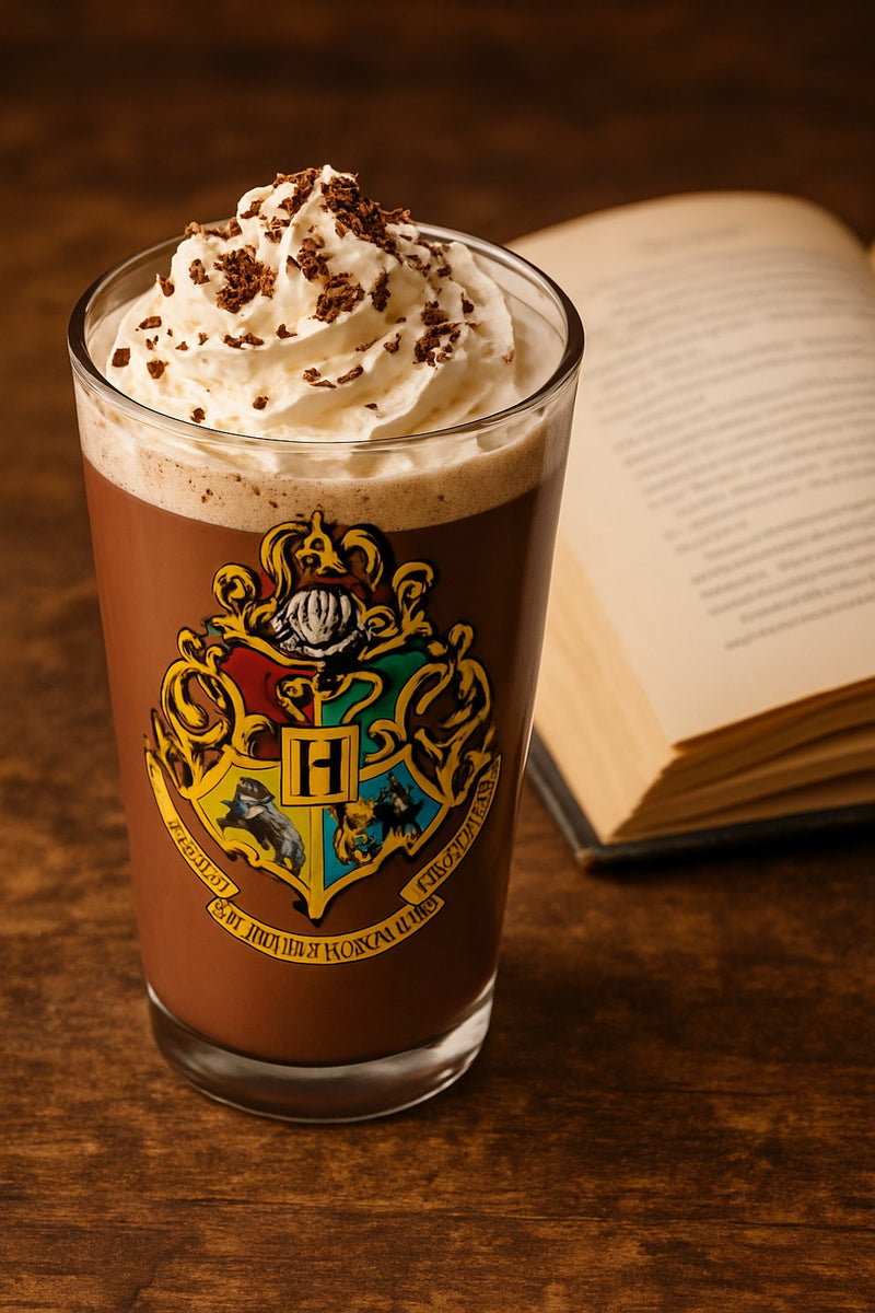 Harry Potter Hogwarts Clear Glass–Crest with Latin Motto & Black Rim Accent | Limited Edition Gift