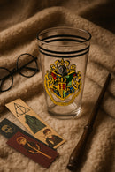 Harry Potter Hogwarts Clear Glass–Crest with Latin Motto & Black Rim Accent | Limited Edition Gift