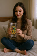 Harry Potter Hogwarts Clear Glass–Crest with Latin Motto & Black Rim Accent | Limited Edition Gift