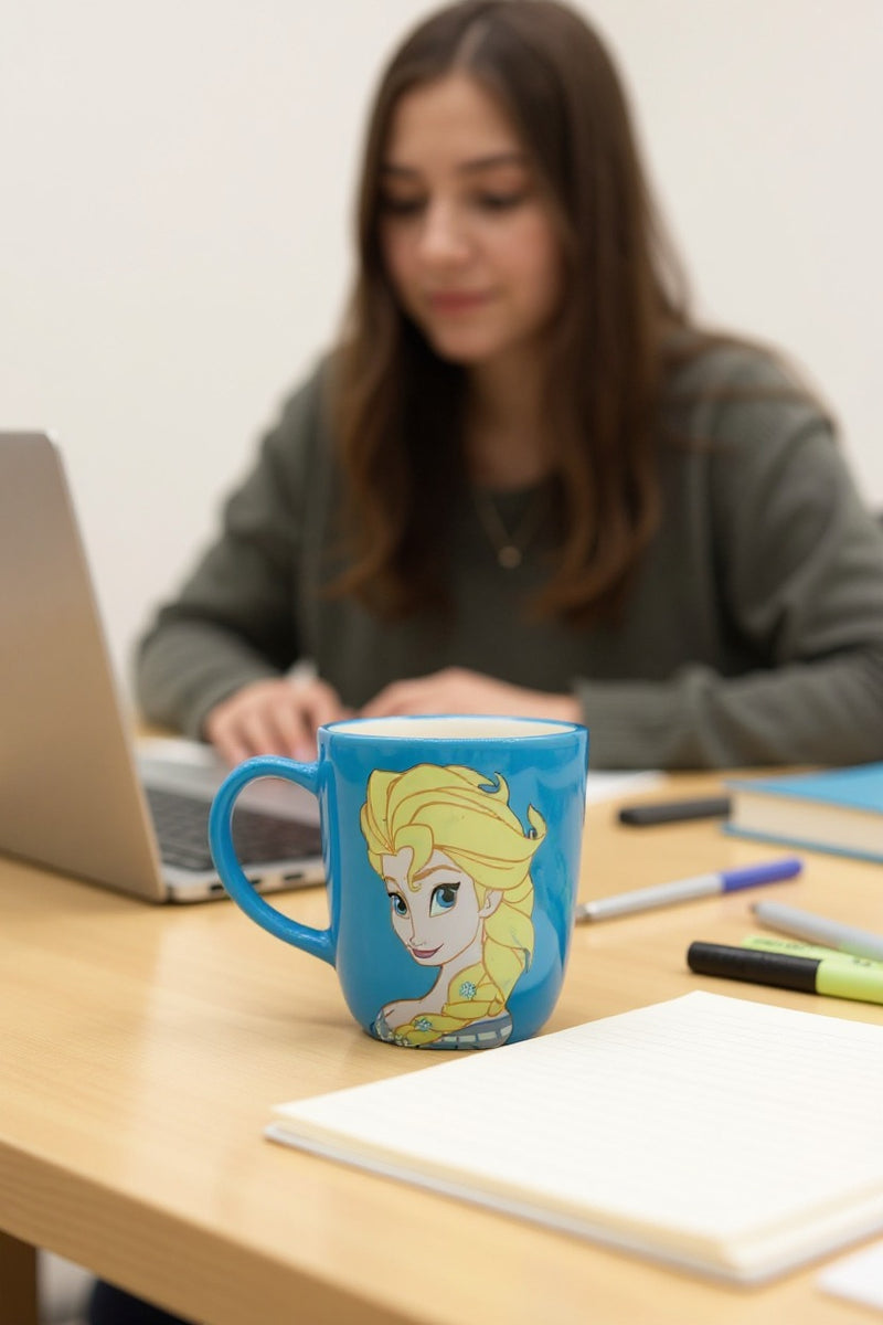 Disney Frozen Queen Elsa Mug | Blue Ceramic 12oz Dishwasher Safe Cup | Gift
