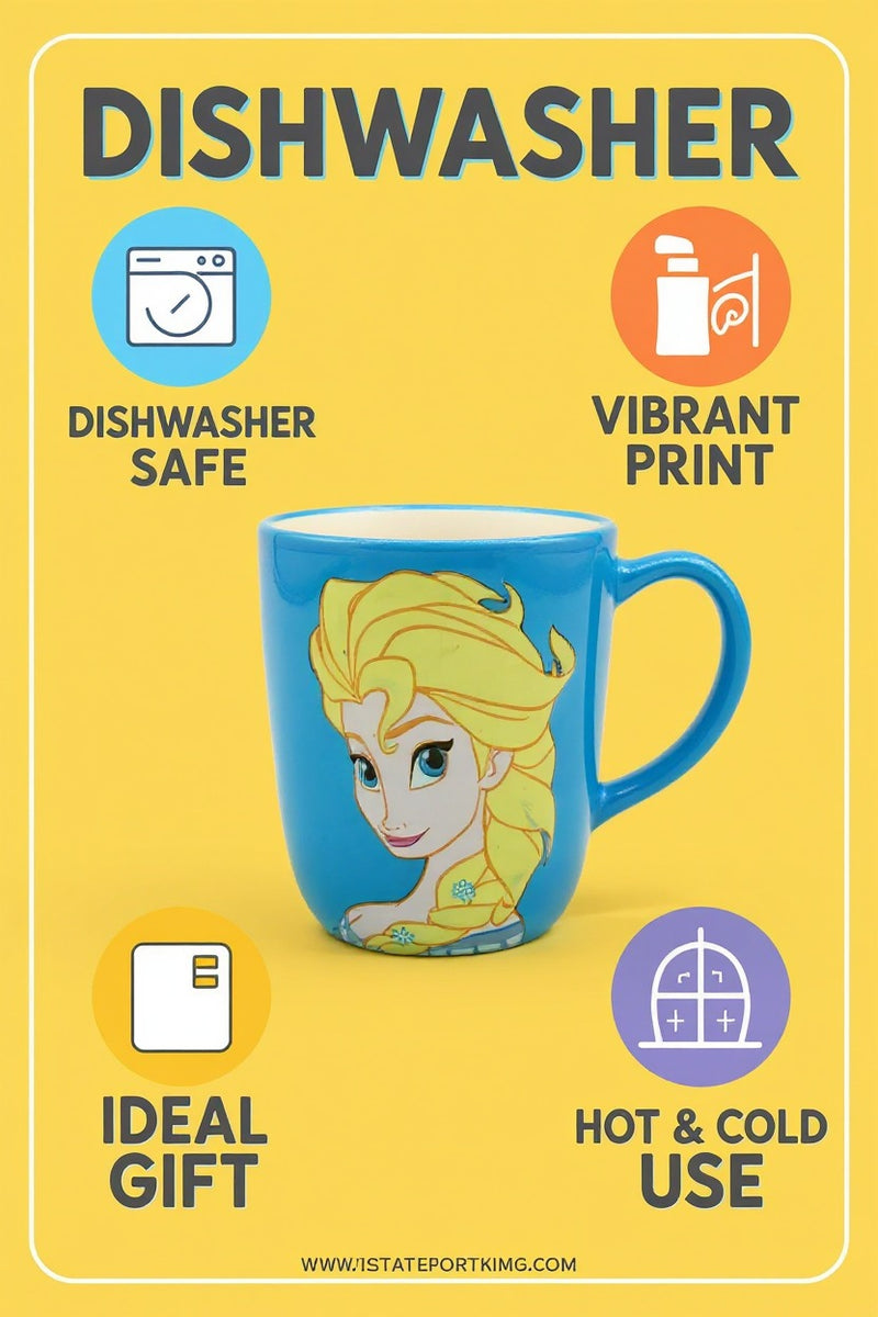 Disney Frozen Queen Elsa Mug | Blue Ceramic 12oz Dishwasher Safe Cup | Gift