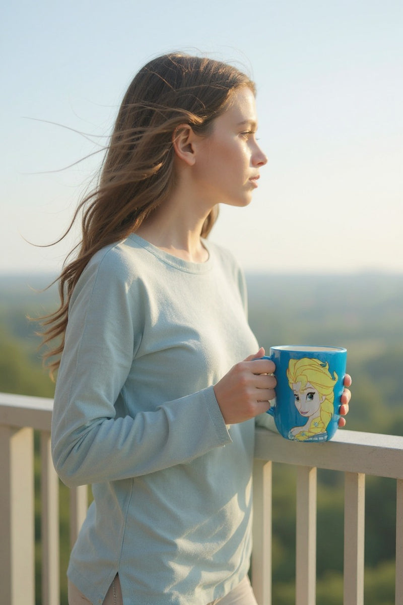 Disney Frozen Queen Elsa Mug | Blue Ceramic 12oz Dishwasher Safe Cup | Gift