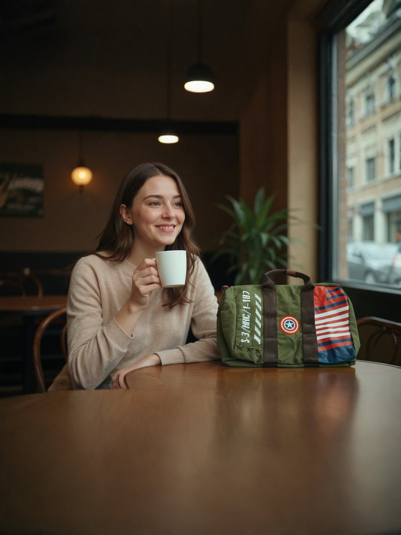 Vintage Army Green Canvas Duffel Bag – Waterproof Double-Stitched Crossbody Travel Gift