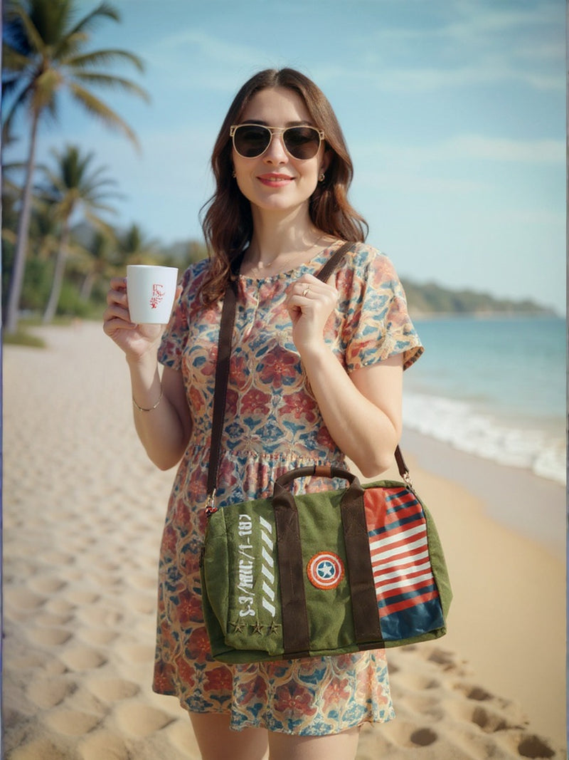 Vintage Army Green Canvas Duffel Bag – Waterproof Double-Stitched Crossbody Travel Gift