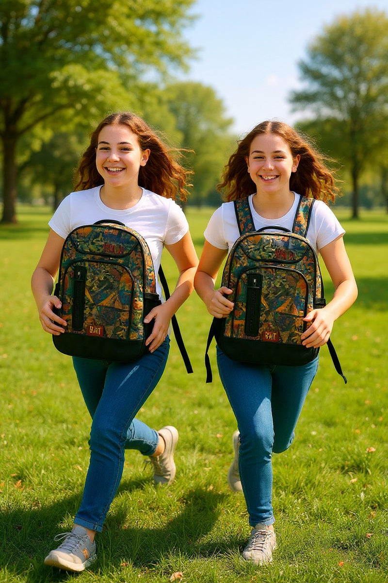 Camouflage Print Backpack – Padded Shoulder Straps & Front Zipper Pocket Lsrge Space- Gift