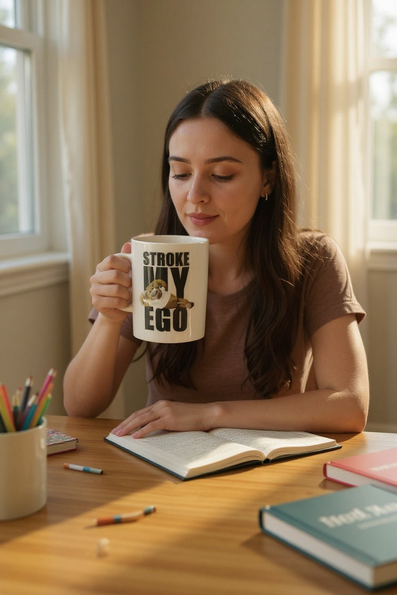 Funny Mustache White Coffee Mug – Ceramic Gag Gift Cup | Microwave &     Dishwasher Safe