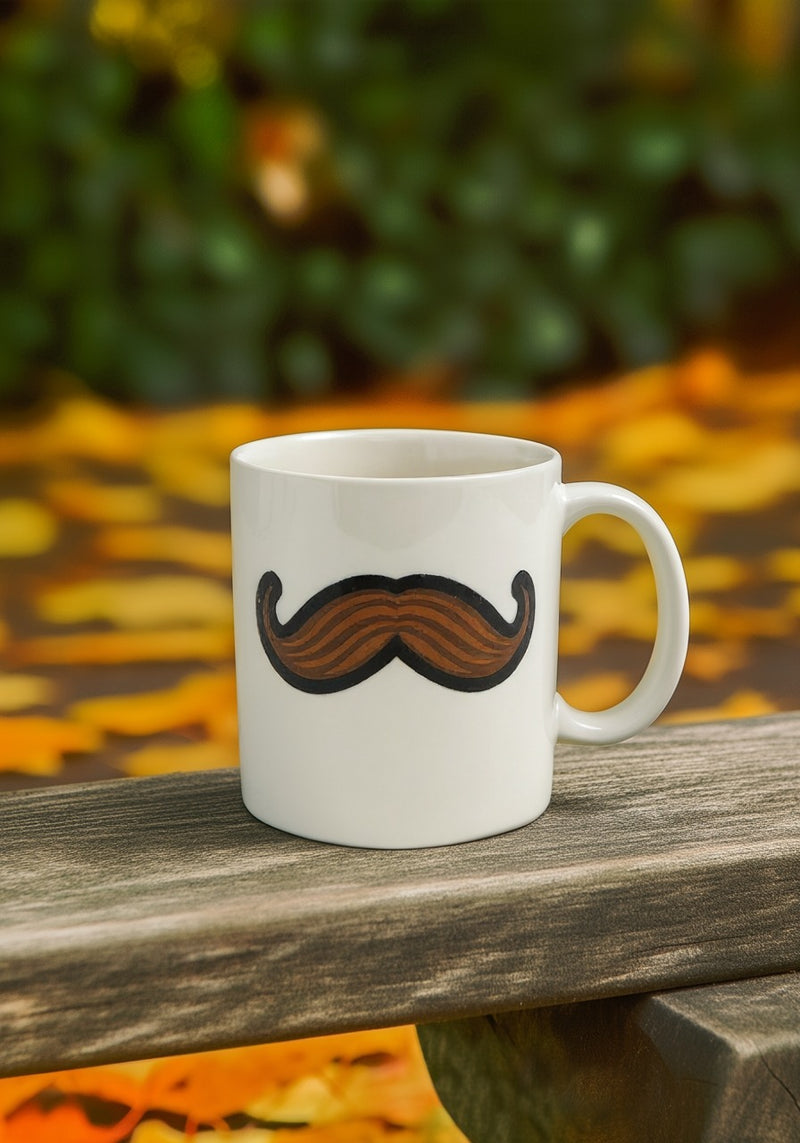 Funny Mustache White Coffee Mug – Ceramic Gag Gift Cup | Microwave &     Dishwasher Safe