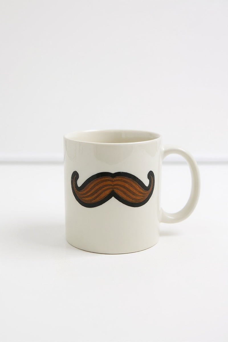Funny Mustache White Coffee Mug – Ceramic Gag Gift Cup | Microwave &     Dishwasher Safe