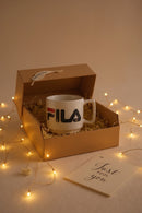 Fila Logo White Ceramic Mug – Branded Limited Edition Coffee Cup | Modern Square Handle—Gift