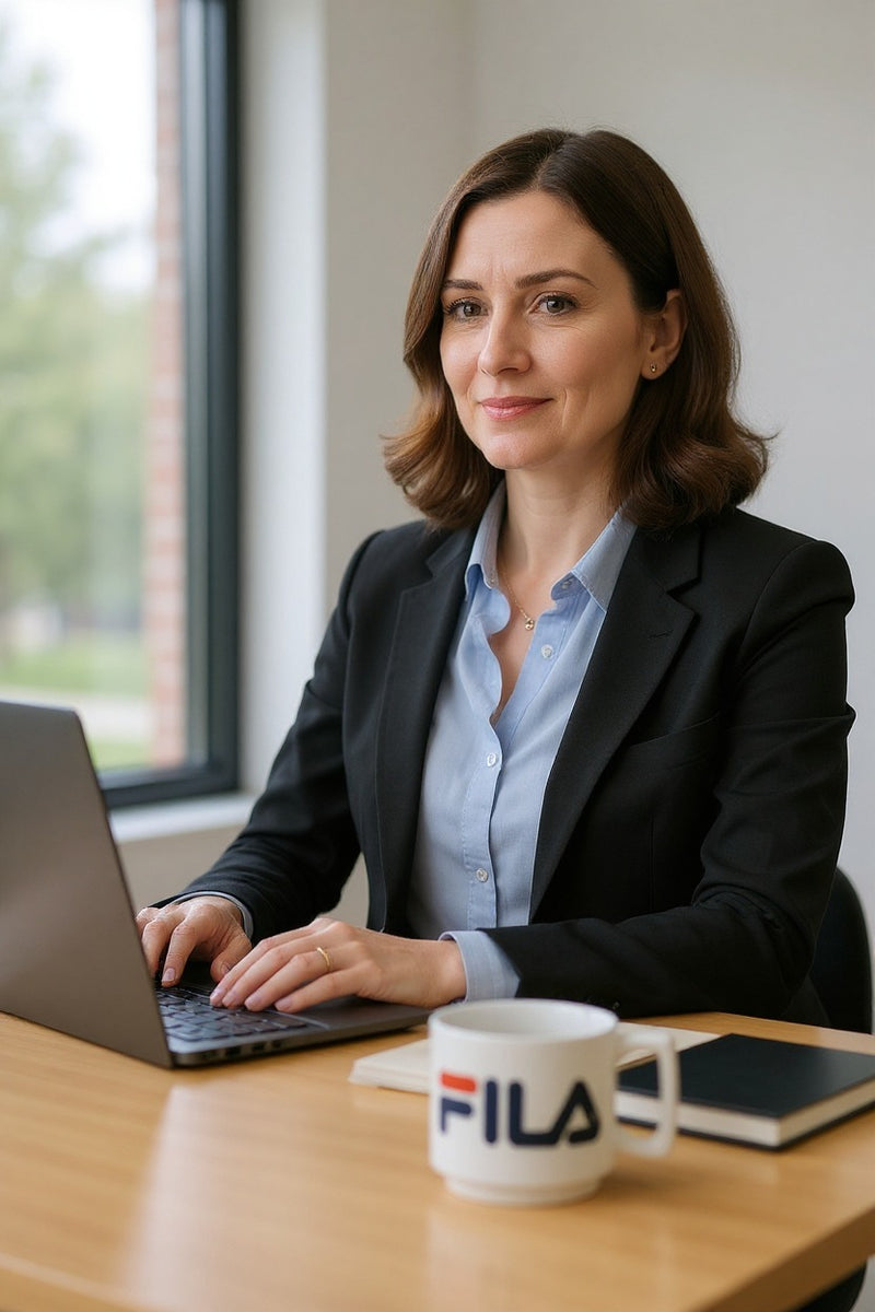 Fila Logo White Ceramic Mug – Branded Limited Edition Coffee Cup | Modern Square Handle—Gift