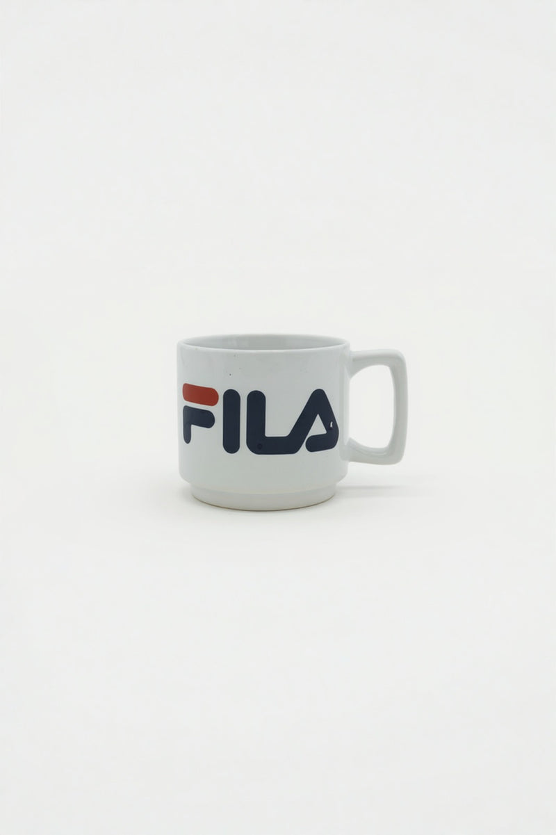 Fila Logo White Ceramic Mug – Branded Limited Edition Coffee Cup | Modern Square Handle—Gift