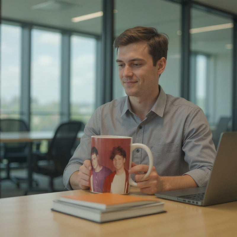 Official One Direction Red Ceramic Mug – Wide Base Coffee Cup with Band Member Print – Premium Music Merchandise