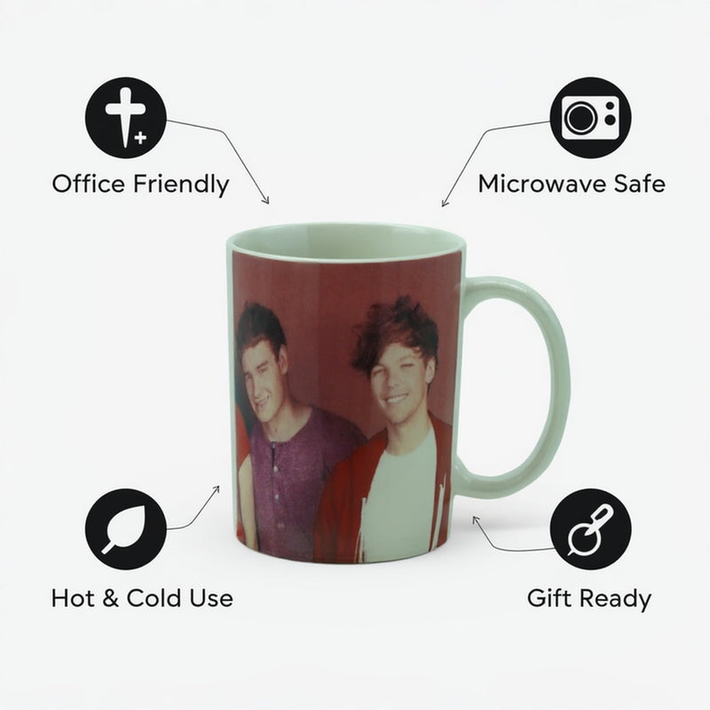 Official One Direction Red Ceramic Mug – Wide Base Coffee Cup with Band Member Print – Premium Music Merchandise