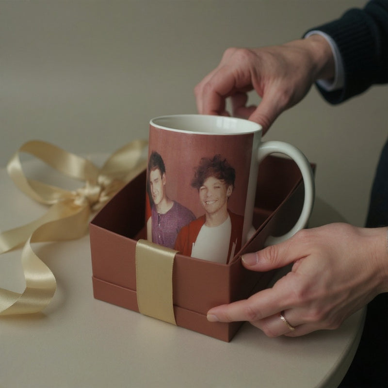 Official One Direction Red Ceramic Mug – Wide Base Coffee Cup with Band Member Print – Premium Music Merchandise