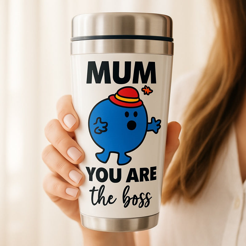 Funny Mum “You Are the Boss” Travel Mug – BPA-Free & Eco-Friendly Stainless Steel with a Spill Proof lid Tumbler | Gift