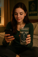 Harry Potter Slytherin House Crest Clear Glass with Green Stripe – 16oz Versatile Gift