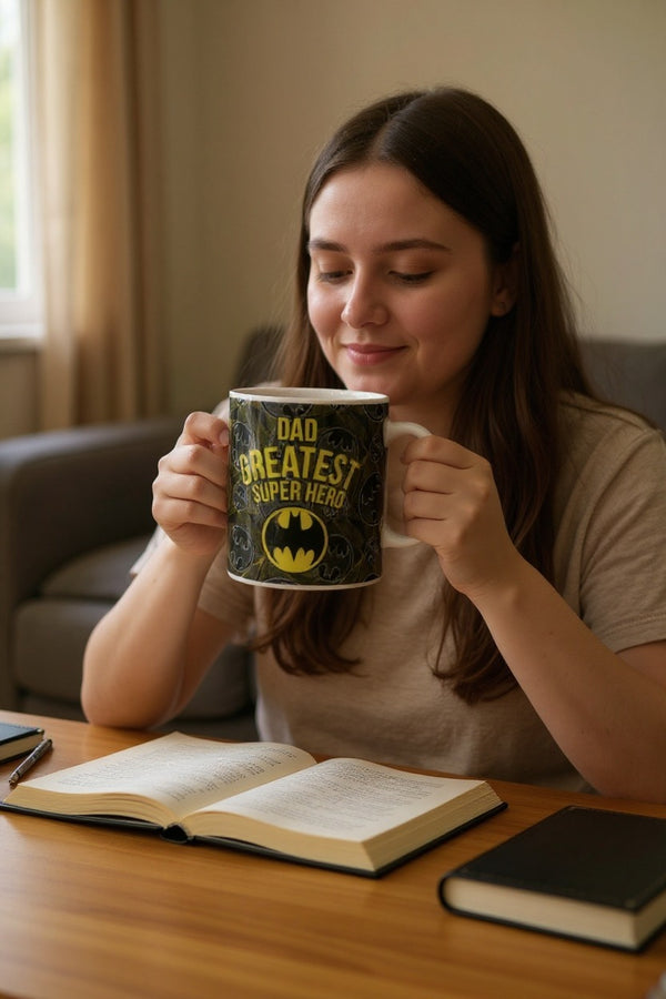 Dad Greatest Super Hero Mug | Ceramic 11oz Dishwasher & Microwave Safe for Drinkware or Decor | Gift for Fans