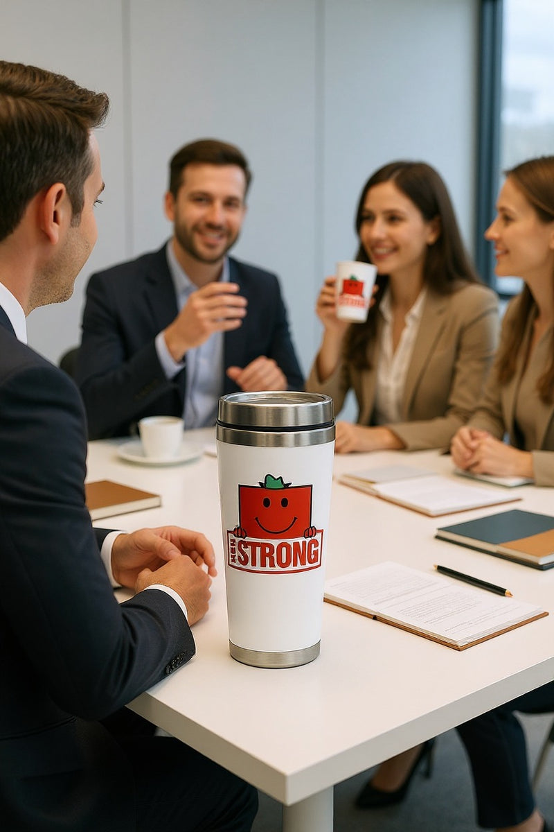 Mr. Strong Travel Mug | Stainless Steel 12oz | Gift for Fans