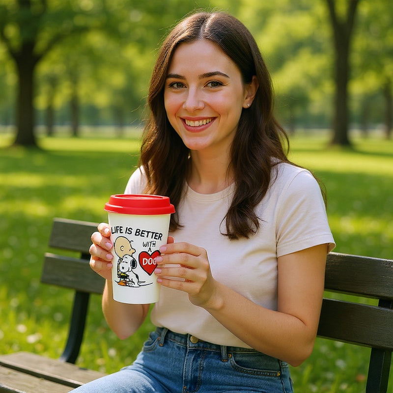 Leakproof Snoopy Dog Travel Mug | BPA-Free Hot & Cold Safe Coffee Tumbler with Easy Grip