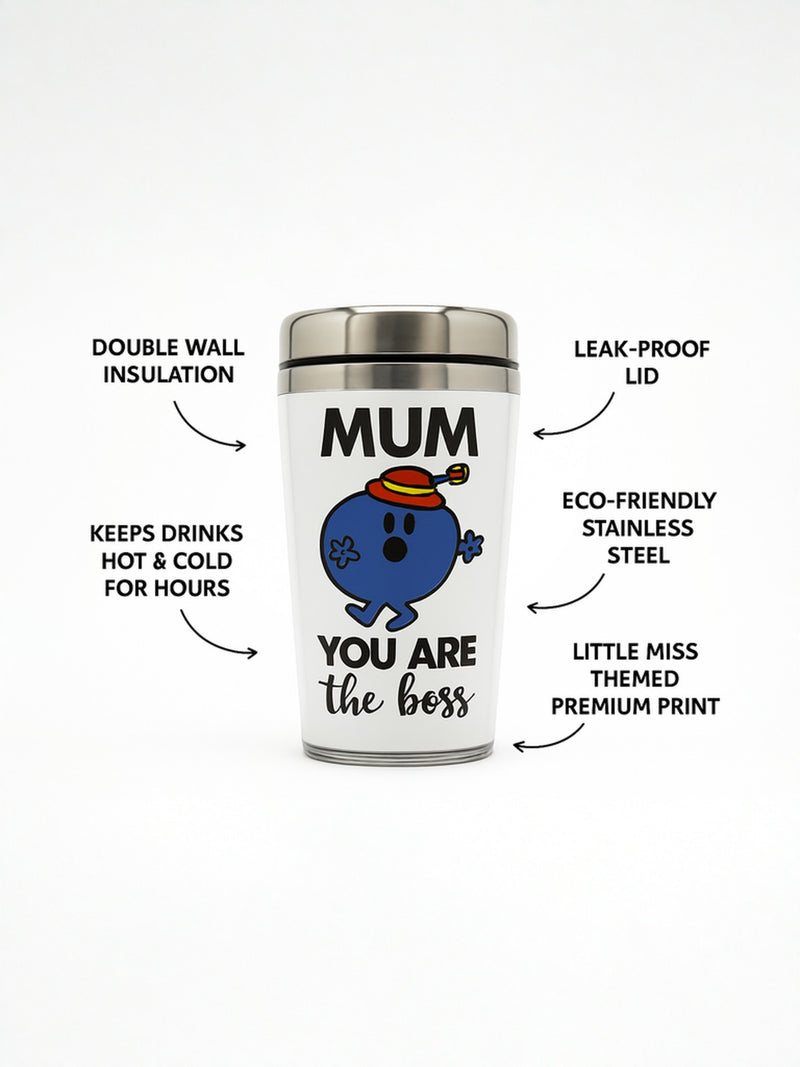 Little Miss Mum You Are the Boss Travel Tumbler | Stainless Steel 12oz | Gift for Fans