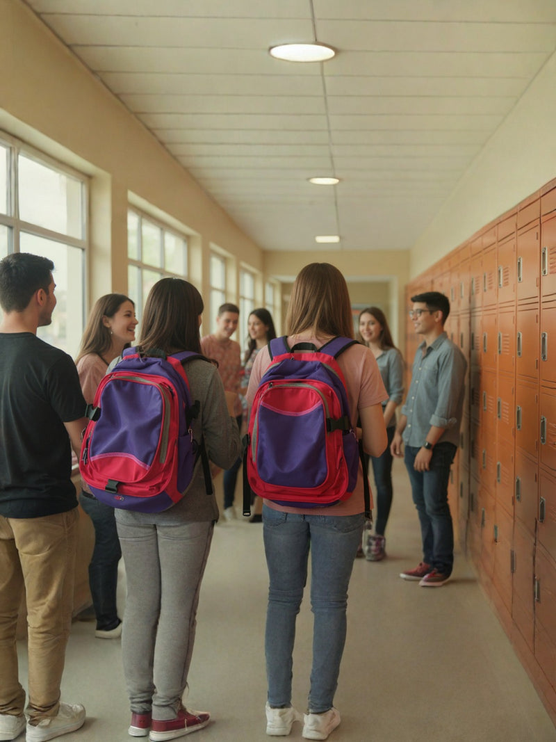 Girls School Backpack | Pink & Purple 18L Polyester with Laptop Sleeve | Gift for Students