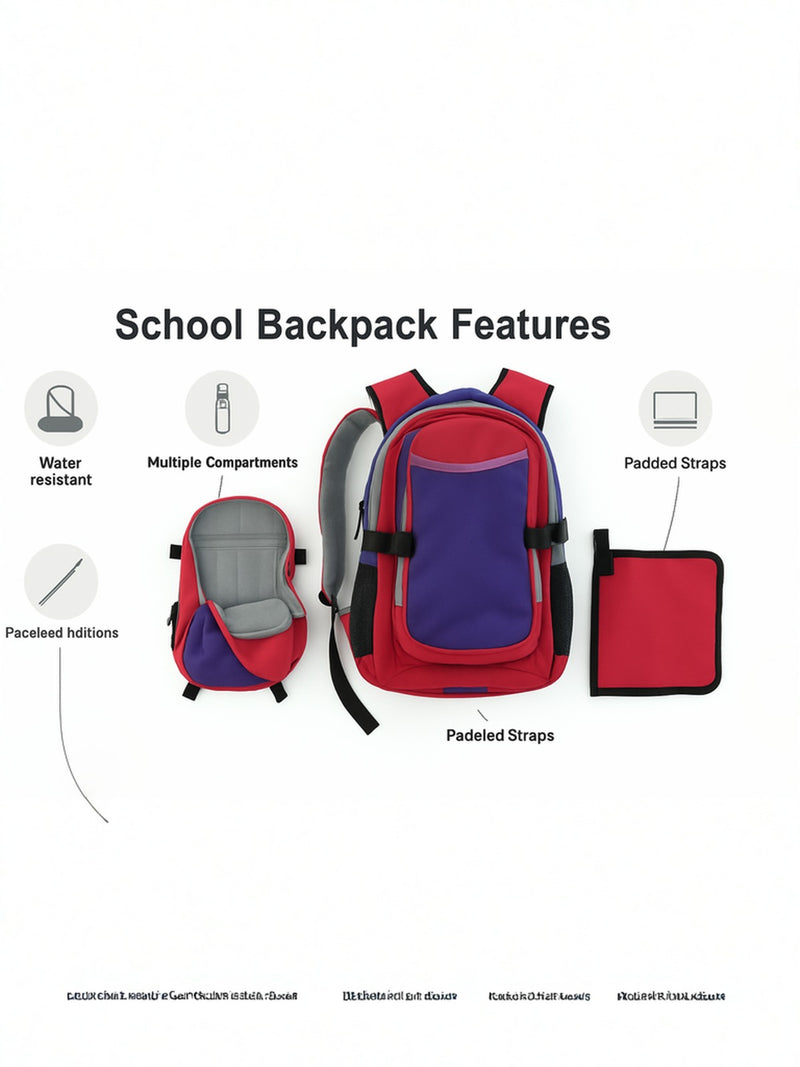 Girls School Backpack | Pink & Purple 18L Polyester with Laptop Sleeve | Gift for Students