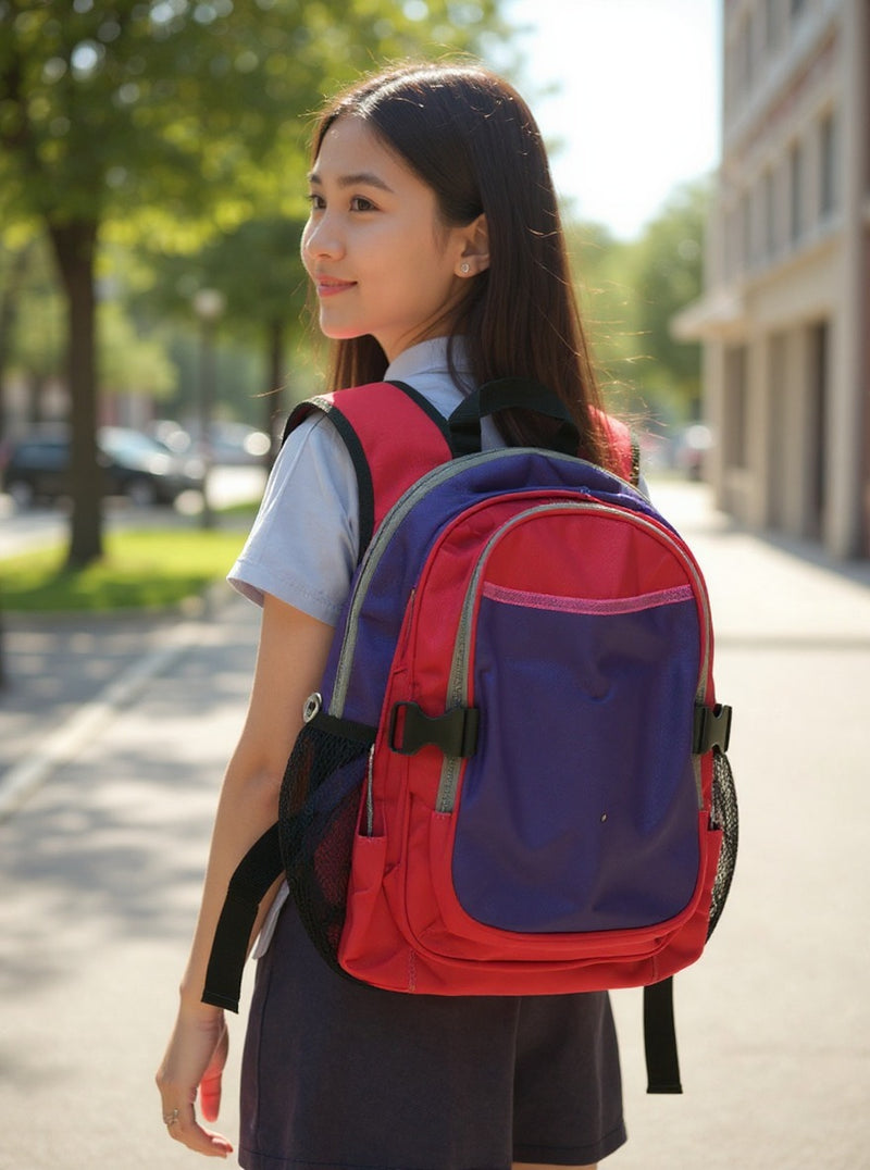 Girls School Backpack | Pink & Purple 18L Polyester with Laptop Sleeve | Gift for Students