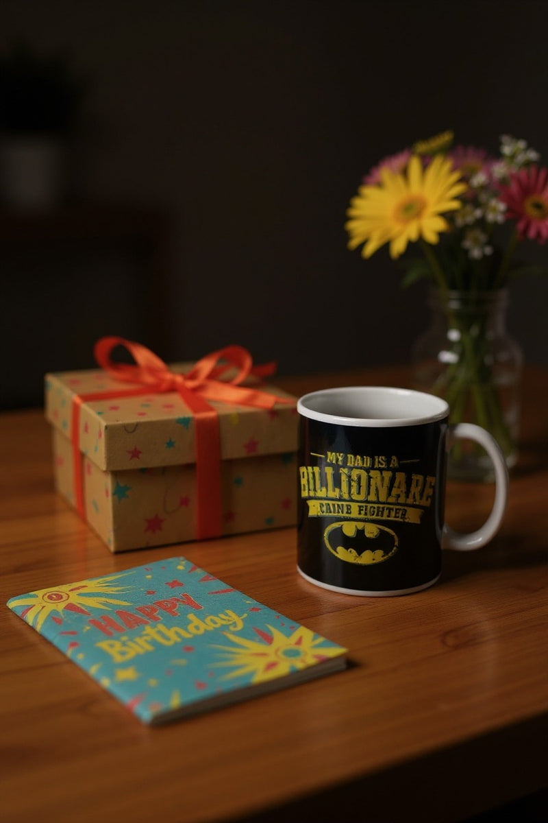 Batman Black Ceramic Mug | "My Dad Is a Billionaire" | Gift for Fans