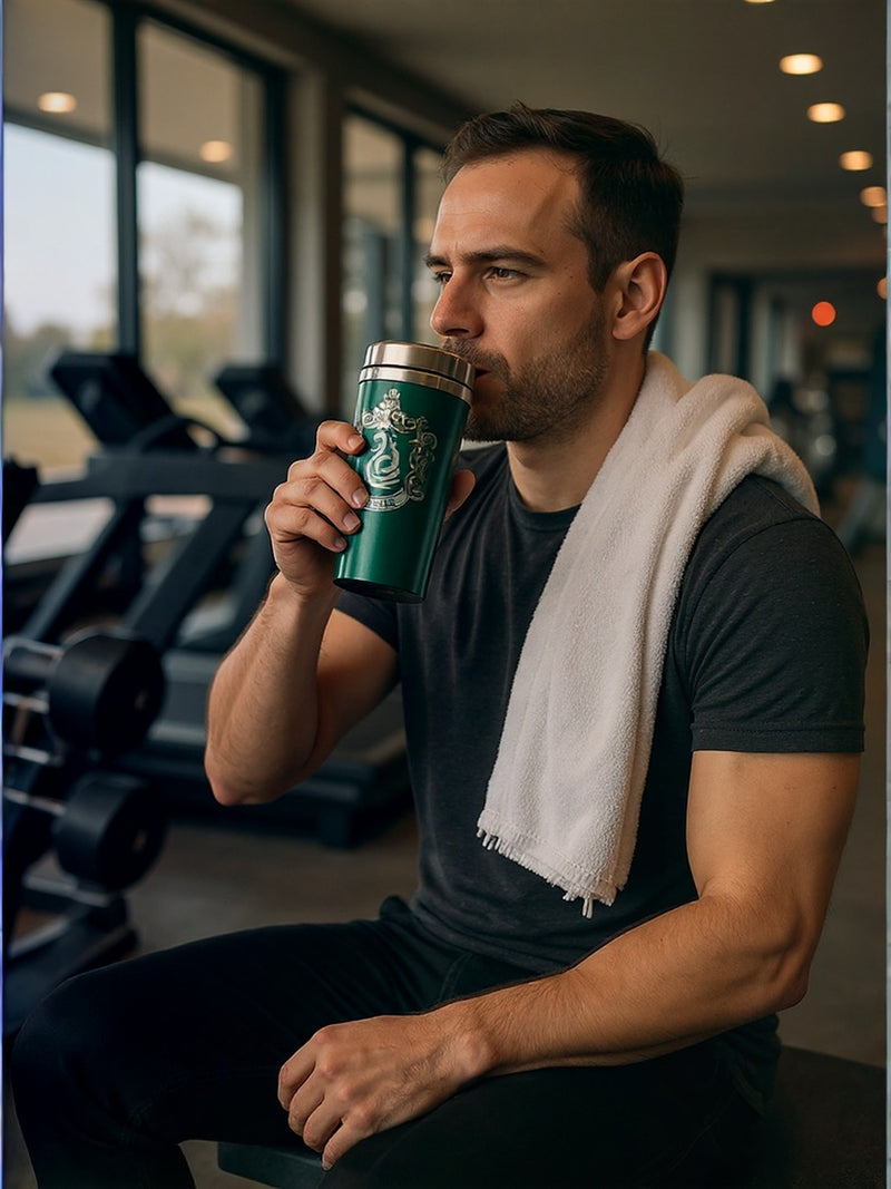 Slytherin Travel Tumbler | Green 24oz Stainless Steel Insulated with Leakproof Lid | Gift for Harry Potter Fans
