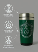 Slytherin Travel Tumbler | Green 24oz Stainless Steel Insulated with Leakproof Lid | Gift for Harry Potter Fans