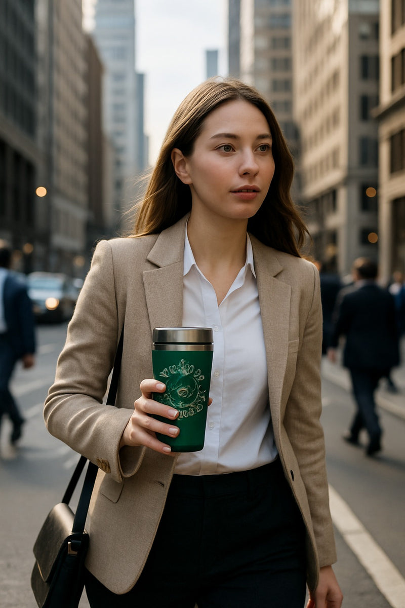 Slytherin Travel Tumbler | Green 24oz Stainless Steel Insulated with Leakproof Lid | Gift for Harry Potter Fans