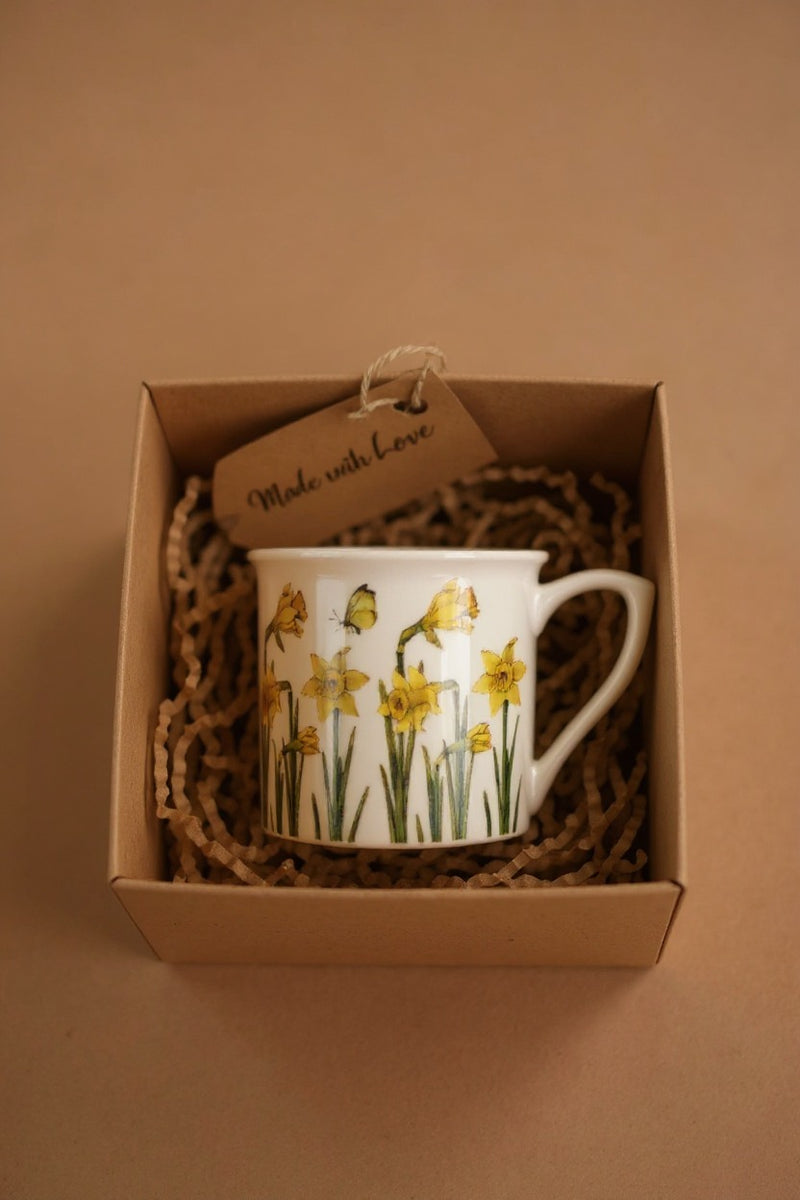 Yellow Flower Print Mug | Ceramic 11oz | Gift for Fans