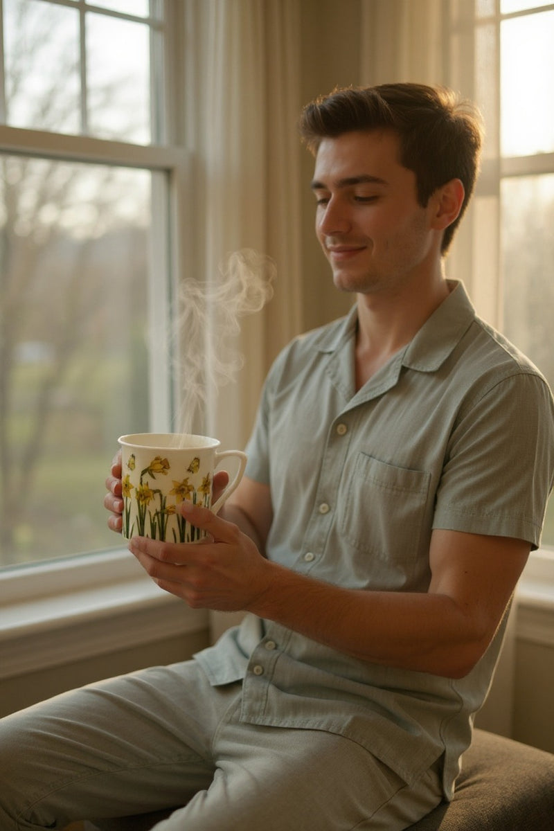 Yellow Flower Print Mug | Ceramic 11oz | Gift for Fans