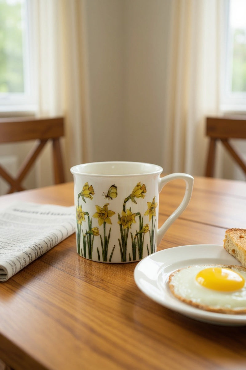 Yellow Flower Print Mug | Ceramic 11oz | Gift for Fans