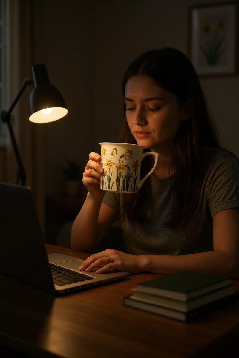 Yellow Flower Print Mug | Ceramic 11oz | Gift for Fans