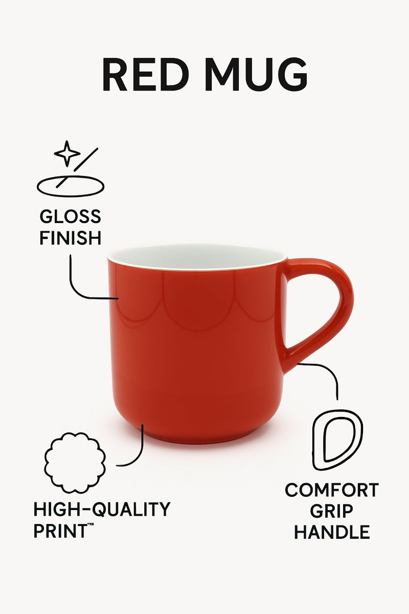 Red Ceramic Mug | Gift for Everyday Use