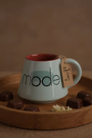 Mode-Inspired White Ceramic Mug with Saucer | 300ml | Modern Gift