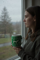 Reindeer Holiday White Ceramic Mug with Knitted Sleeve | Gift for Seasonal Fans